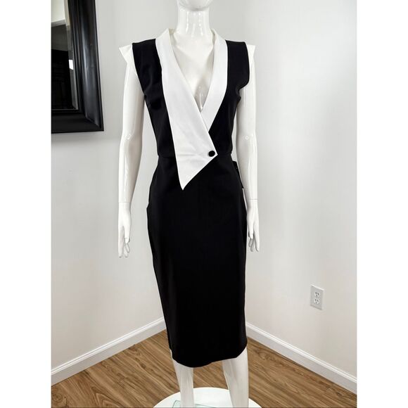 Chiara Boni La Petite Robe Womens Sorai Plunge Neck Cocktail Dress Black 8 - Picture 6 of 12